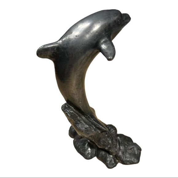 MICHAEL A. RICKER Swimming Dolphins #1 Signed Pewter Figure Ocean | Certified - Picture 4 of 9